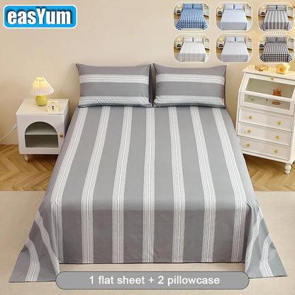 Flat Sheet And Pillowcases Sets Linen Cotton Blend Bedding Set with 50x70cm Pillowcases.