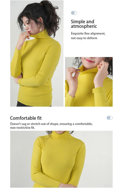 Frauen Pullover Winter Warm Hohe Kragen Strickwaren Langarm Schlank Jumper Frau Thermische Tops Kleidung Pullover Rollkragen Pullover.