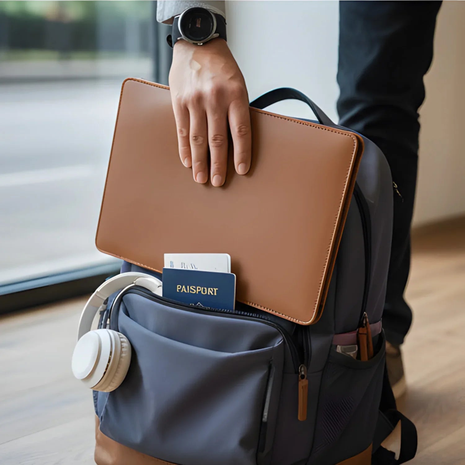 14-16 inch PU Leather Laptop Sleeve Bag Protective Case Cover Laptop Sleeve Case for MacBook Air 15 2023-2025 Pro 16 2021-2024.