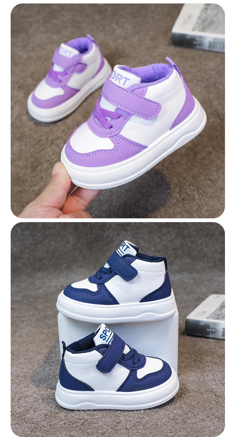 Fashion Kids Sneakers Spring Autumn High Top Breathable Casual Shoes Girls Non-slip Board Shoes Boys Outdoors Basketball Shoes