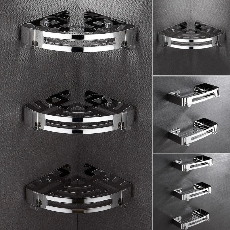 1/2 Schichten Eck-Duschregal für Badezimmer, Shampoo, Duschregal, Halter aus Edelstahl 304, stanzfrei, Küchenstativ, Eckständer