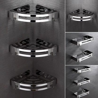 1/2 Schichten Eck-Duschregal für Badezimmer, Shampoo, Duschregal, Halter aus Edelstahl 304, stanzfrei, Küchenstativ, Eckständer