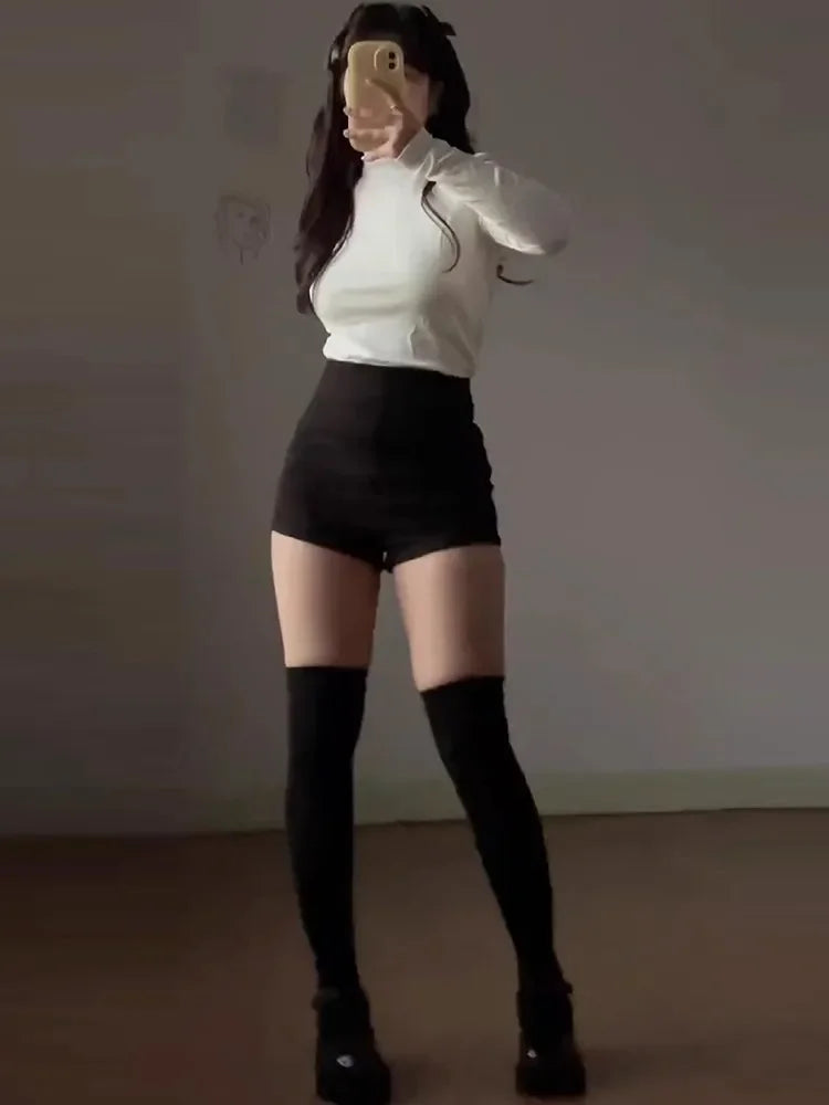 Black High-waisted Elastic Shorts Women's Slimming Petite Brief 2024 New Style Trendy Female Shapewear.