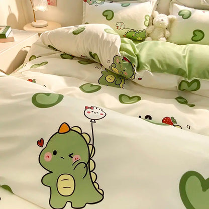 Ins Fashion Bedding Set 2025 New Full Queen Size Duvet Cover Flat Sheet Pillowcase No Filler Kids Adult Girls Boys Bed Linens.