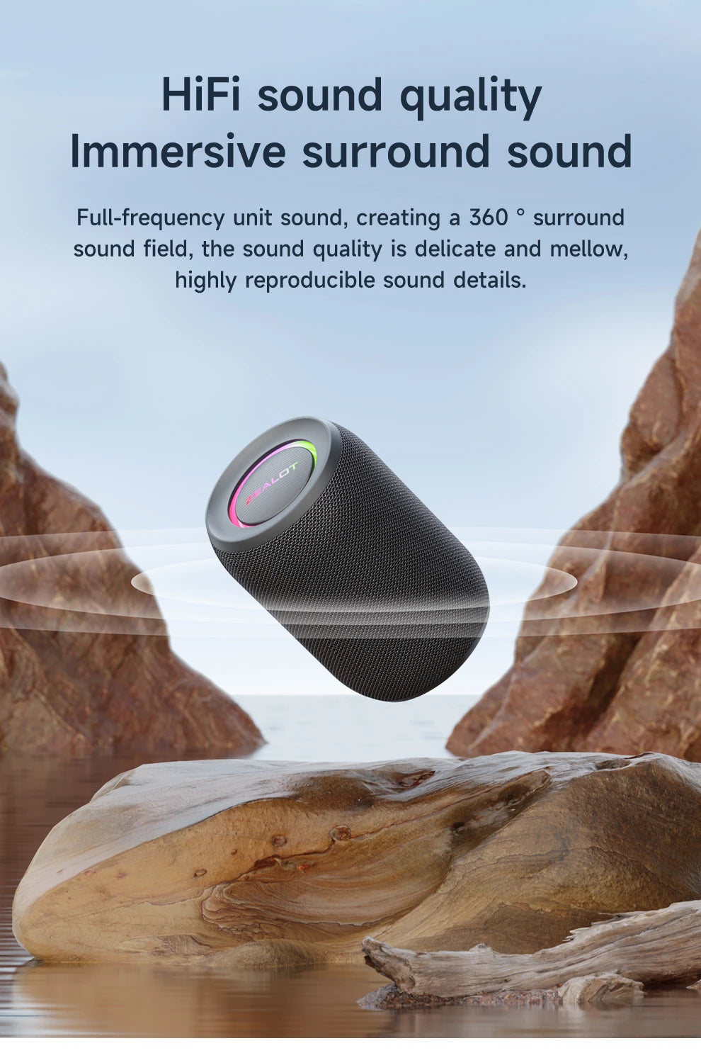 Zealot-S32PRO Powerful Bluetooth Speaker, Bass Wireless, LED Light, Outdoor Speakers, Subwoofer, Waterproof Sound Box Support.