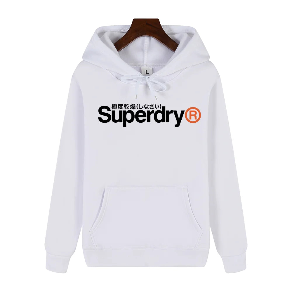SUPERDRY Men's Autumn and Winter Fashion Brand Casual Hooded Sweatshirt Street Hip-hop Retro Sweatshirt Sports Men's Hoodie.
