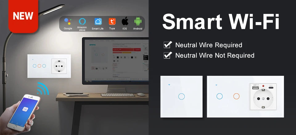 SRAN F6 Serie mehrere Rahmen Weiße Panel aus gehärtetem Glas, EU FR UN-Steckdosen und Schalter Dimmer-Lüfter-Fußlampe Rj45-Modul DIY.