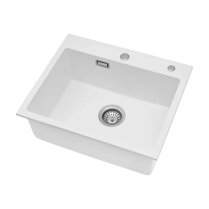 Küchenspüle, Quarzstein-Waschbecken, Abflussrohr, Abflusskorb, 55 x 45 cm, drehbarer Abfluss, Waschbecken für Badezimmer