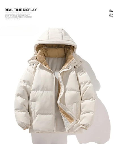 Korean Fashion Winter Men Hooded Parkas Casual Outdoor Windproof Men Clothing with Hood Thickened Warm Cotton Jacket for Men New.