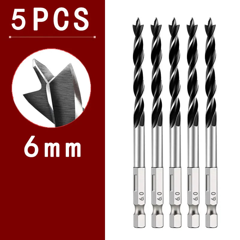 3/5/7Stk. 3/4/5/6/7/8/10mm 1/4 Sechs kant griff Dreispitzer Holz bearbeitungs bohrer Set Holz bearbeitungs lochreib werkzeug