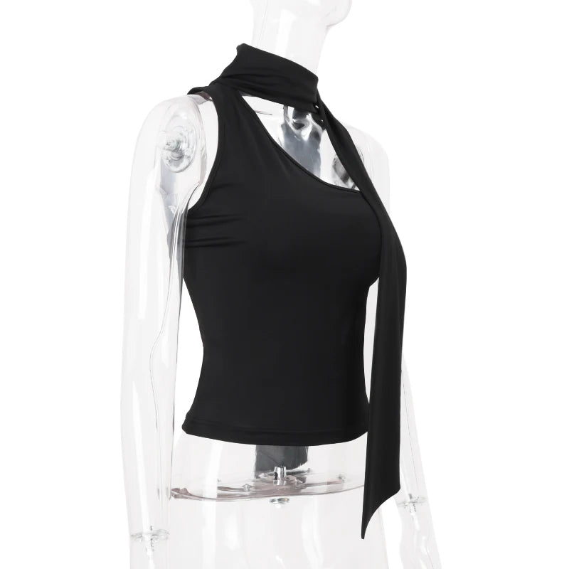 WhereMery Irregular Black Off Shoulder Tube Top Y2K Fashion Sleeveless Backless Tops Autumn New For 2025 High Street Women Vest.