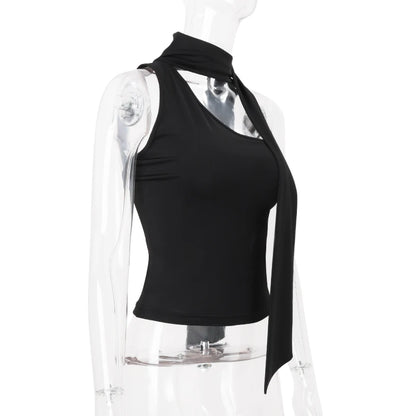 WhereMery Irregular Black Off Shoulder Tube Top Y2K Fashion Sleeveless Backless Tops Autumn New For 2025 High Street Women Vest.