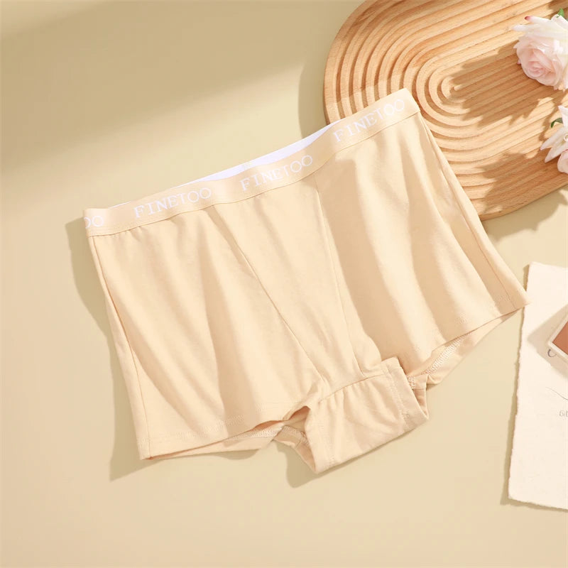 3Pcs Women's Panties Cotton Seamless Sports Boxers Underwear Female Solid Color Briefs Lingerie Intimate Underpant Finetoo S-XXL.