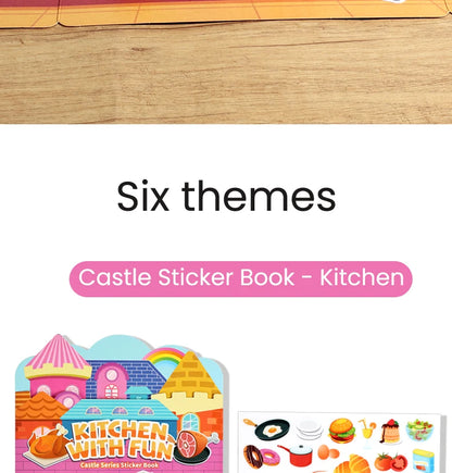 Kids' Reusable Castle Jelly Sticker Book Multi-Theme DIY Creative Jelly Stickers Portable Quiet Busy Book Montessori Sticker Toy