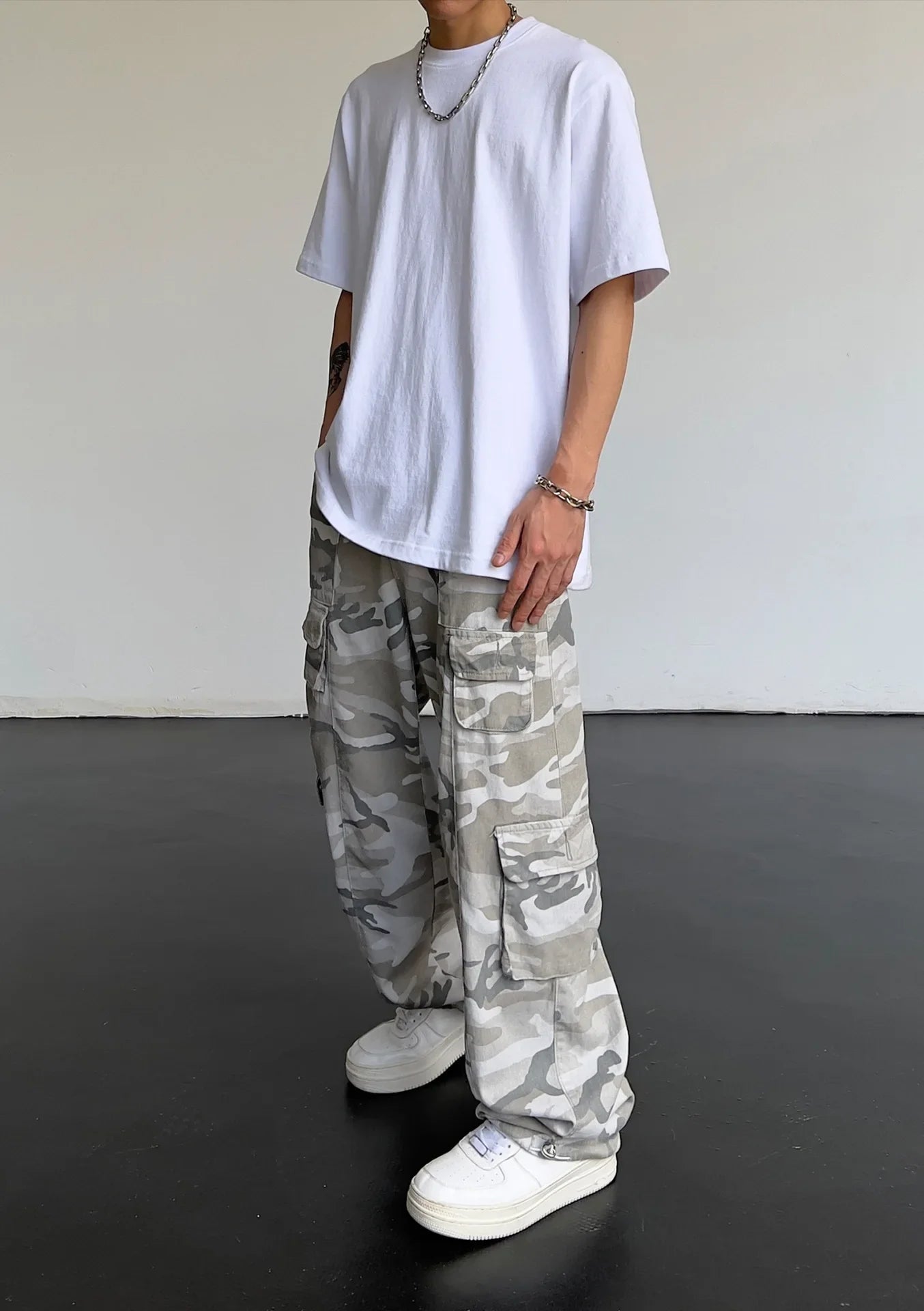 Vintage Amerikanischen Stil Camouflage Hosen männer Lose Gerade Bein Cargo Hosen Casual Hosen Hip Hop Streetwear Waschen.