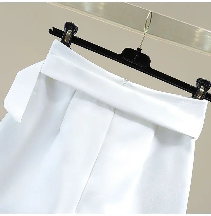 2025 Spring Summer New Simplicity Fashion Diamonds High Waist Shorts Women Clothes Fashion Patchwork Solid Color Wide Leg Pants