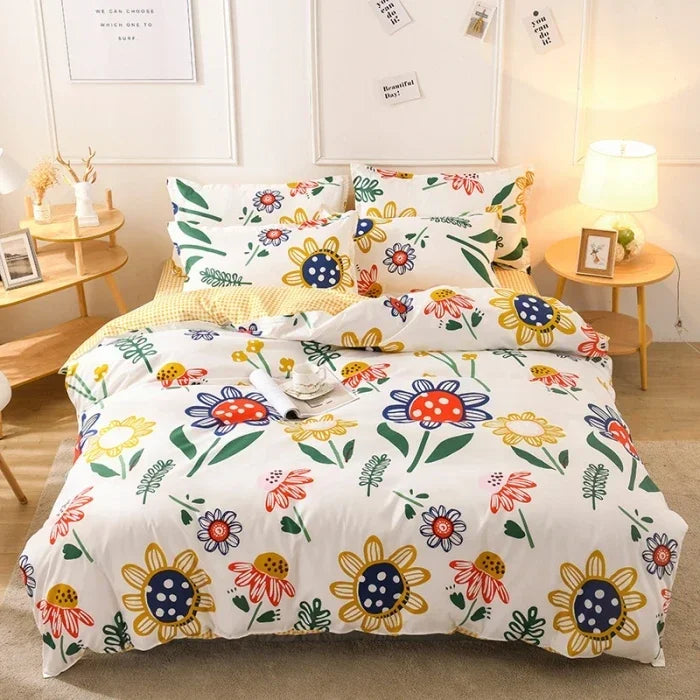 New Comfortable Soft Skin-friendly Cotton Aloe Vera Cotton Four-piece Set Active Cotton Bedding Sheet Quilt Cover