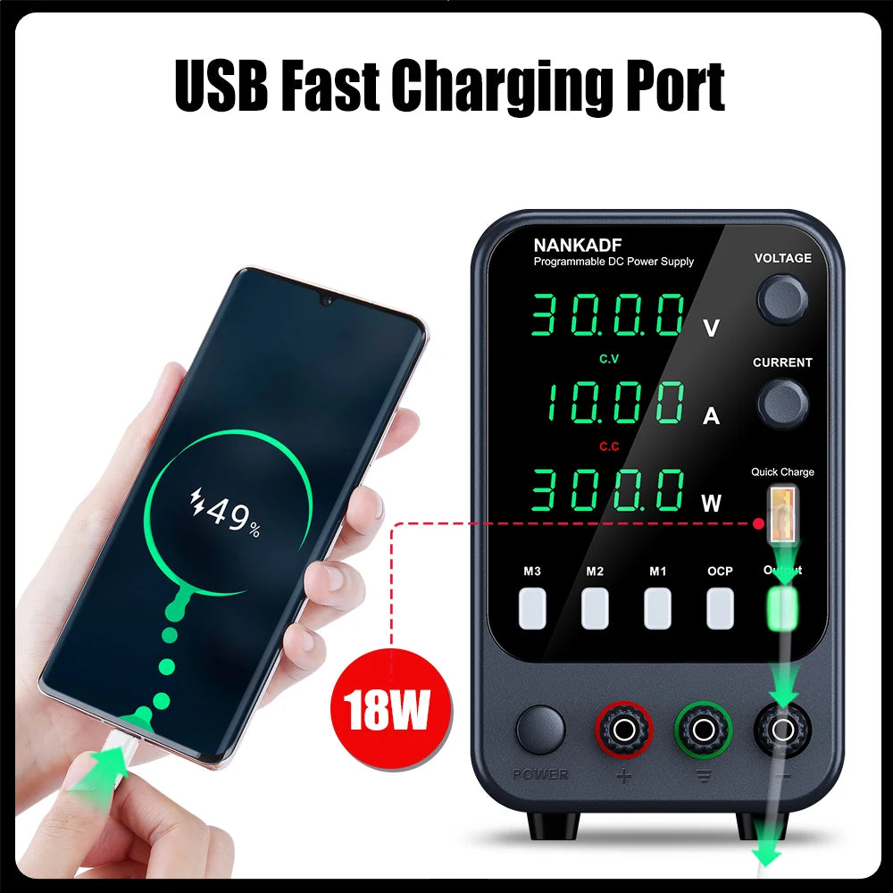 NANKADF DC laboratory power supply 30V 10A bench power supply encoder regulates voltage and current Dual input voltage 220V/110V