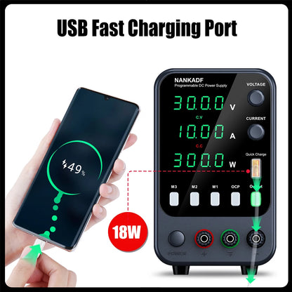 NANKADF DC laboratory power supply 30V 10A bench power supply encoder regulates voltage and current Dual input voltage 220V/110V