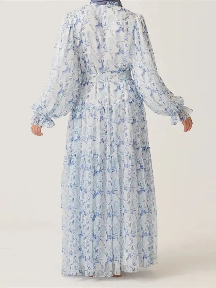 Ramadan Dubai Chiffon Modest Abaya Damen Kebaya Turkey Islam Muslim Long Dress Abayas For Women Kaftans Robe Femme Musulmane.