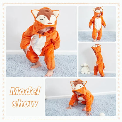 MICHLEY Winter Baby Strampler Mit Kapuze Flanell Cosplay Kleinkind Infant Kleidung Insgesamt Bodys Overall Kostüm Für Kinder Mädchen Junge