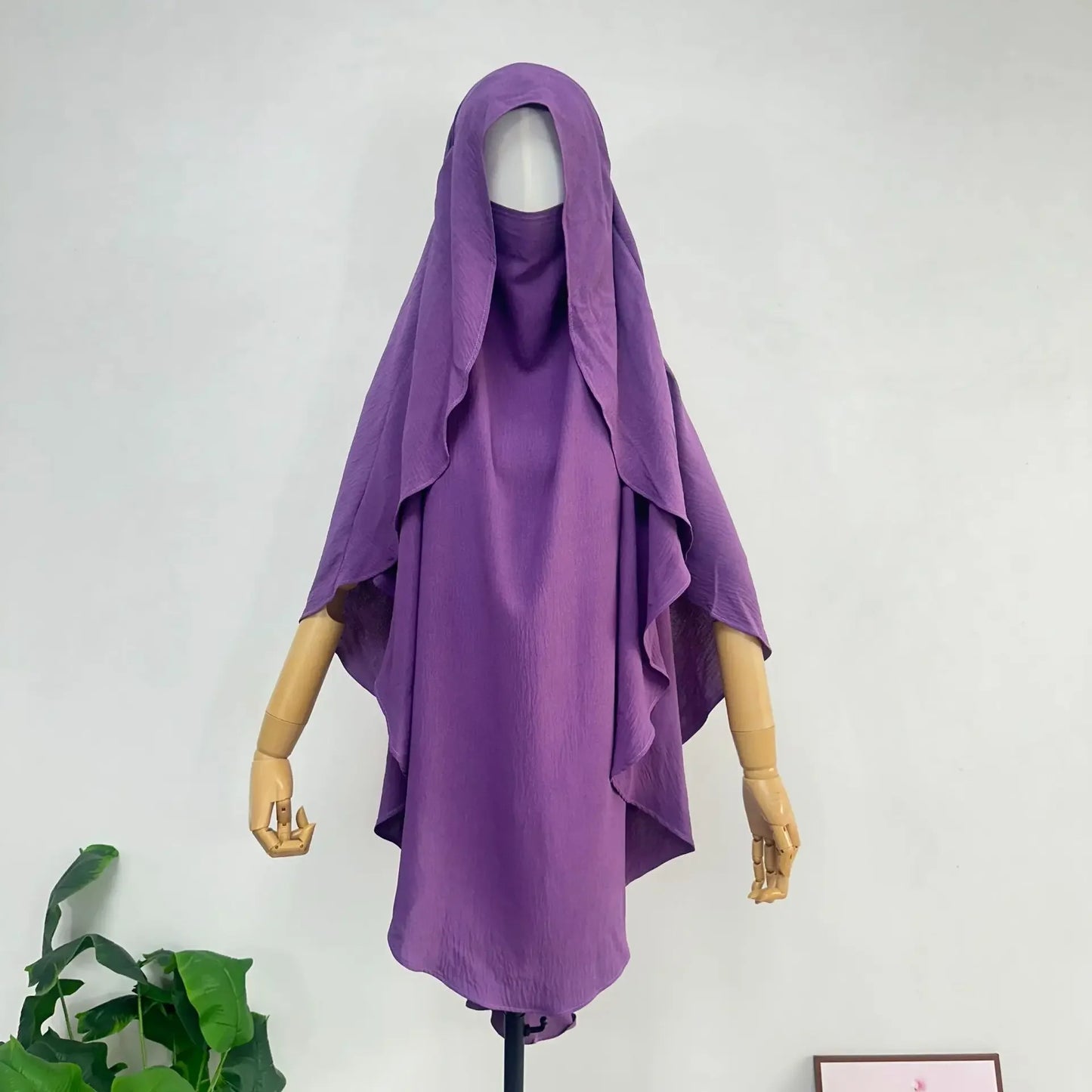 2025 Summer Muslim Women's Hijabs Traditional Soft Plain Scarf Khimar One Layer Stretch Soft Split Traditional Zip Chador.