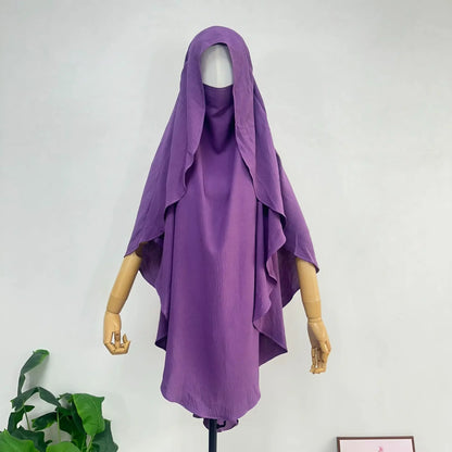 2025 Summer Muslim Women's Hijabs Traditional Soft Plain Scarf Khimar One Layer Stretch Soft Split Traditional Zip Chador.