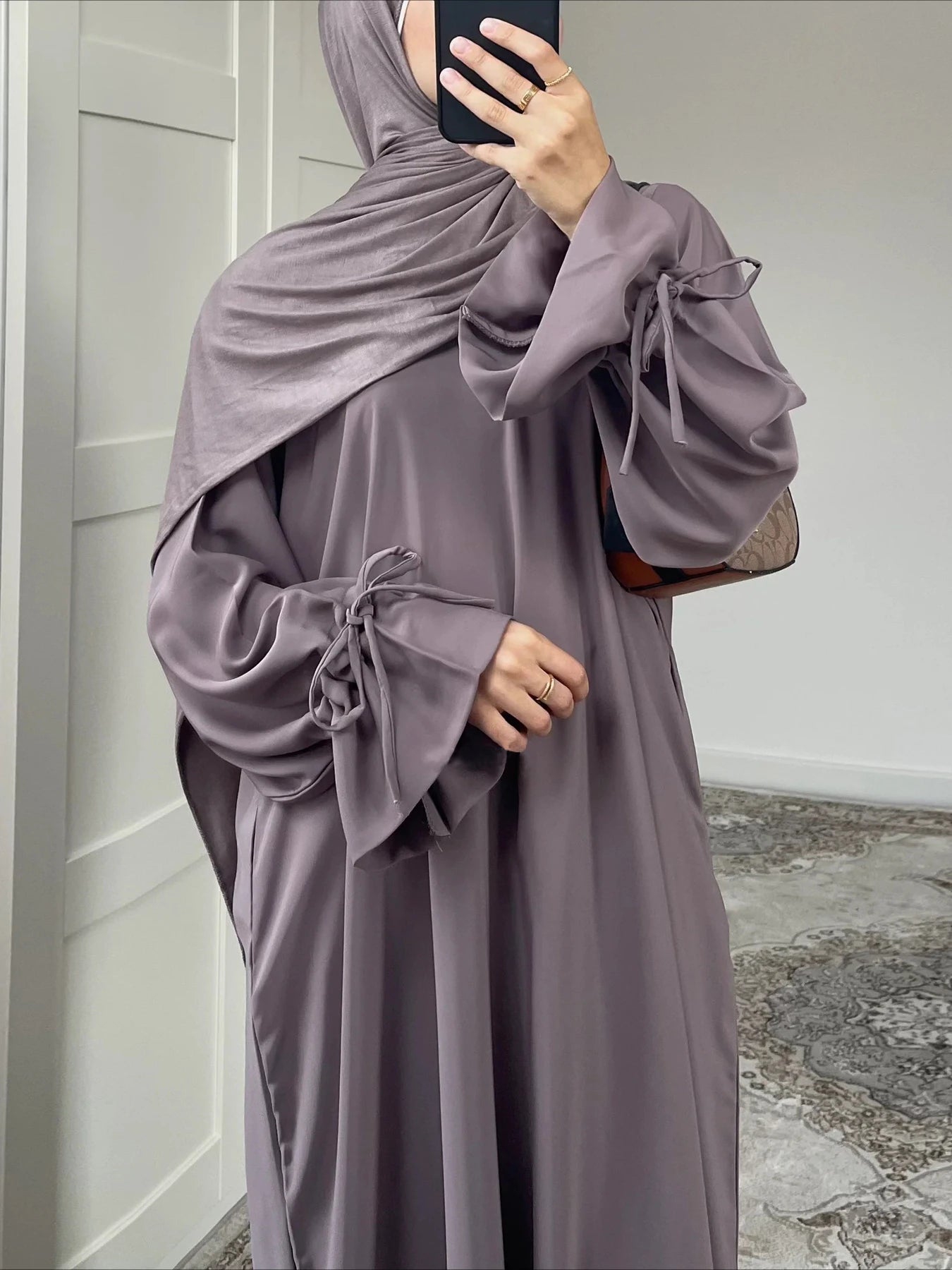 Eid Muslim Dress for Women Abaya Bow Jalabiya Ramadan Lace Up Vestidos Largos Islam Arab Long Robe Morocco Dubai Kaftan 2025.