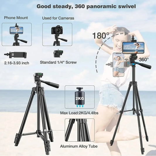 Tripod For Phone Camera Tripod Stand with Bluetooth Remote Phone Holder Lightweight Universal Photography For Xiaomi Huawei DSLR.