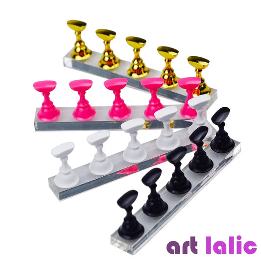 5Pcs Nail Art Practice Display Stand Set Chess Board Magnetic Tips White & Black Holder Polish Gel Color Chart Tool.