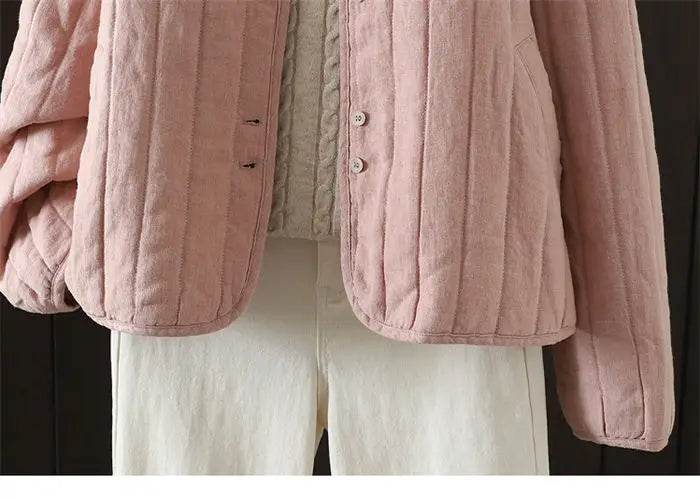 2023 Retro Kunst Winter kurze Jacke Frauen einfarbig personal isierte vielseitige lose lässige Baumwoll mantel geste ppte Tops z4260