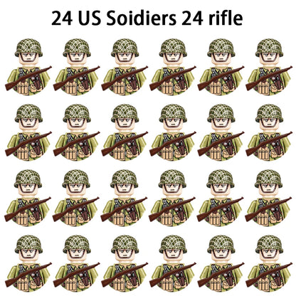 WWII Infantry Military Soldier War National Army Mini Gun Weapon Models Building Blocks Building Blocks Toys for Kids