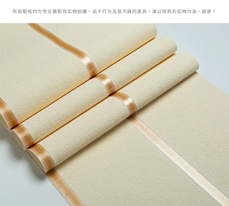Hirschhaut Samt horizontal gestreifte Tapete Wohnzimmer Schlafzimmer gestreifte Film- und Fernsehwand 3D-Relief verdickte Tapete