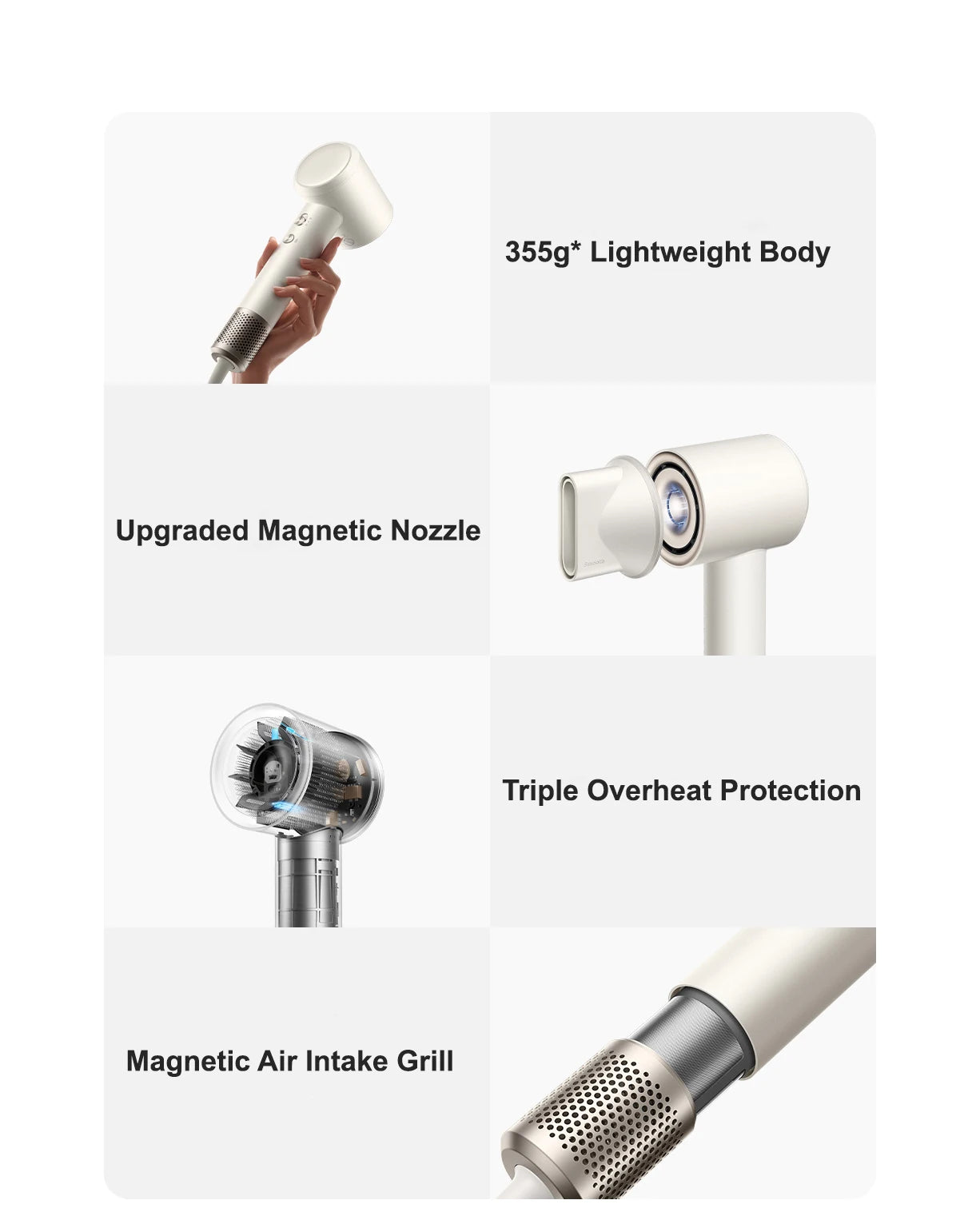 XIAOMI MIJIA High Speed Water Ion Hair Dryer，Water Ion Care，57° Intelligent Temperature Control，220V CN Version (With Adapter).