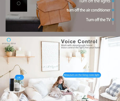 Tuya WiFi Smart Licht Schalter UNS Standard Arbeit Mit Alexa Google Home Wand Touch Schalter 110 V 220 V RF433Mhz Fernbedienung 1 2 3 4 Gang