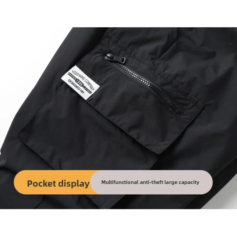 CHUJIE Men's autumn and winter new down jacket pants, men's mountain outdoor work pants, graphene heating thickened warm pants