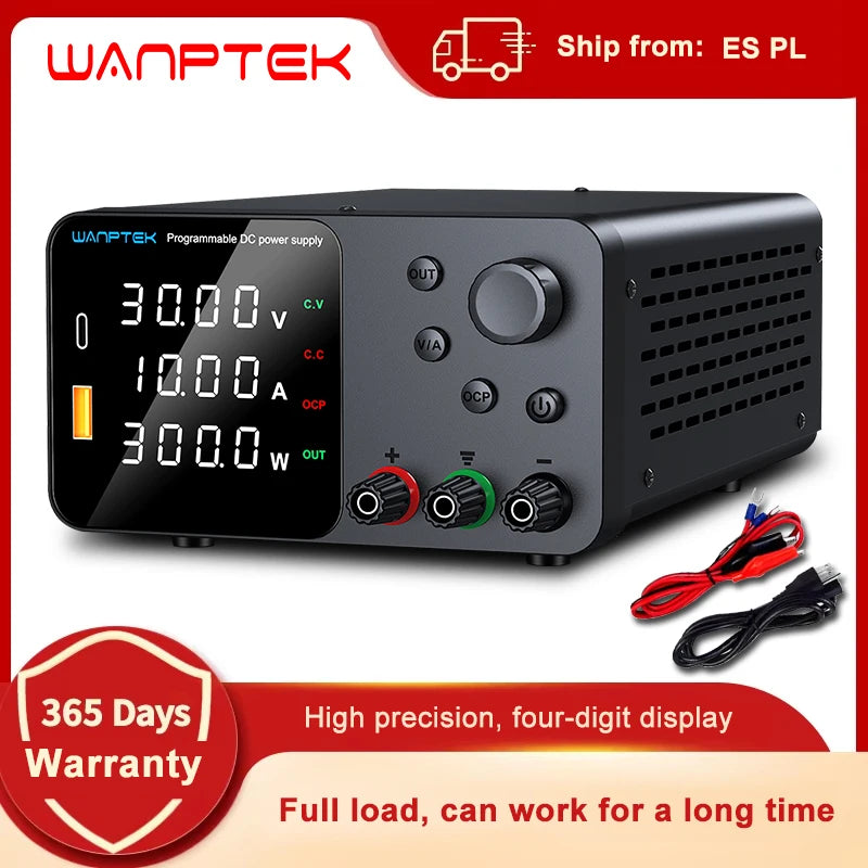 Wanptek Laboratory Power Supply Adjustable 30V 5A 30V 10A 60V 5A 120V 3A with Output Short Circuit Alarm DC Power Supply.