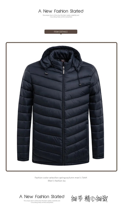 New Autumn Men's Thin Cotton Jacket Ribs Middle-aged and Elderly Hooded Cotton.