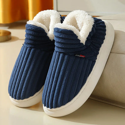 Bebealy New Winter Men Slippers Warm Cotton Shoes Men Indoor Fluffy Fuzzy Men Boots Outdoor Nonslip House Ankle Boots Shoes Men.