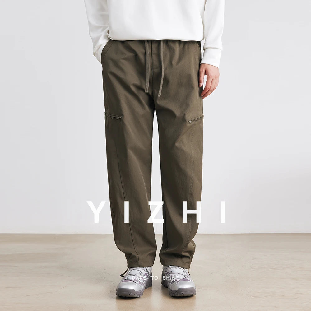 Men's American Overalls Spring and Autumn 2025 New Slim Scimitar Pants All-match Drawstring Casual Pants Wide-leg Pants.