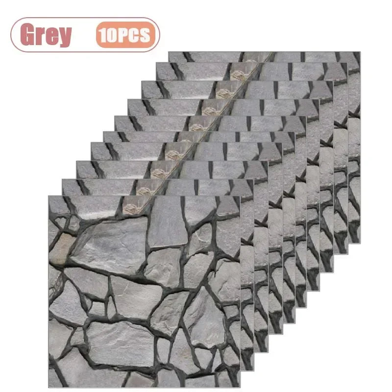 10PCS 3D Self Adhesive Foam Wall Stickers Waterproof Wallpaper Panels for Living Room Bedroom Dining TV Background Decor