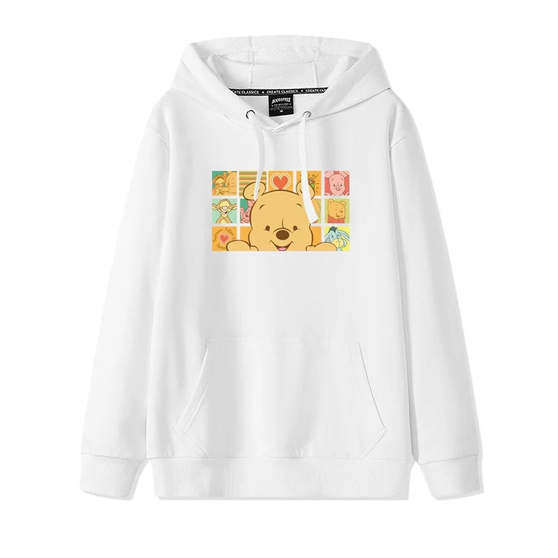 Cartoon Winnie the Pooh Mode einfacher Pullover Damen lockere und bequeme Kapuze vielseitige Paar Freundin Pullover Jacke.