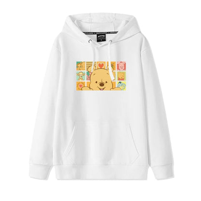 Cartoon Winnie the Pooh Mode einfacher Pullover Damen lockere und bequeme Kapuze vielseitige Paar Freundin Pullover Jacke.