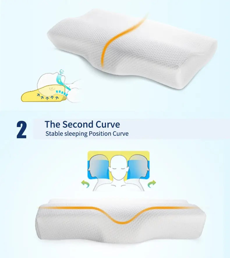 Memory Foam Bed Orthopedic Pillow Neck Protection Slow Rebound Memory Pillow Butterfly Shaped Health Cervical Neck.