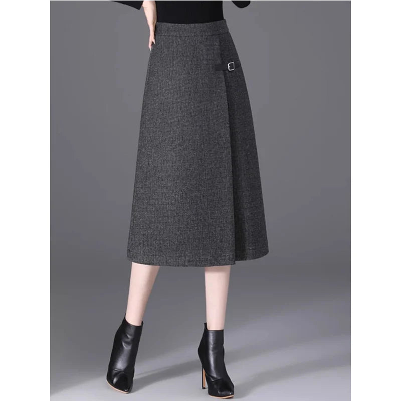 2025 Autumn New All-match Fashionable High Waist A-line Skirt Women Clothes Office Lady Simplicity Irregular Slim Skirts Ladies.