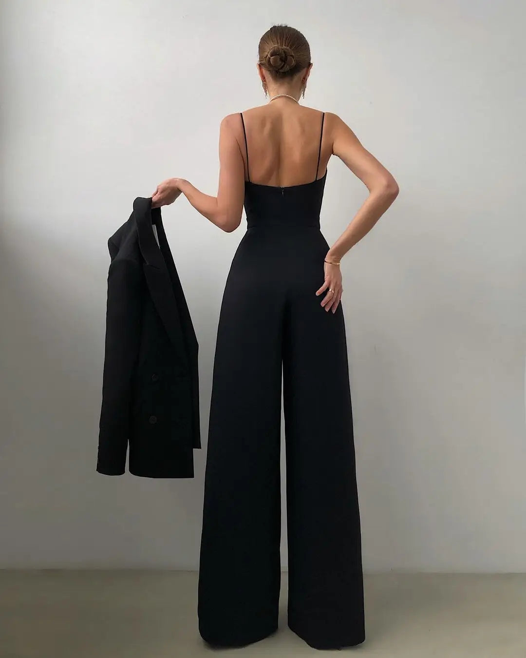 Summer Sexy Suspender Women's Jumpsuits Fashion Pleated Elegant Ladies Wide-leg Jumpsuits Trousers For Woman Party Rompers 2025.