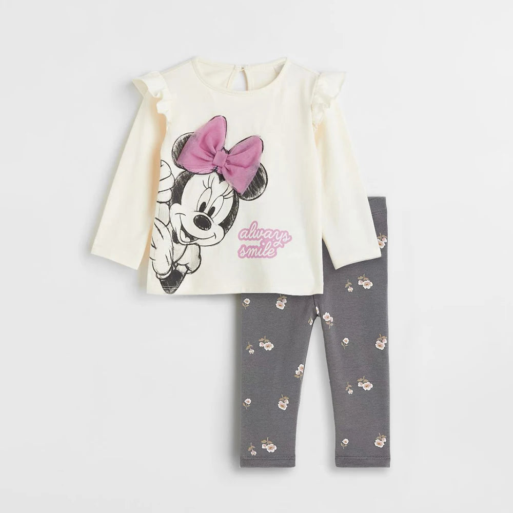 2Pcs Baby Girl Clothes Set For 0-4Y Minnie Casual Girls Sweatshirts + Leggings Spring Autumn Toddler Baby Girl Outfits.