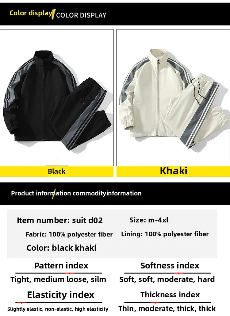 Cool Casual Sports Suit for Teenage Boys Large Size Trendy Workwear Pants Included One Complete Set Handsome Male Apparel.