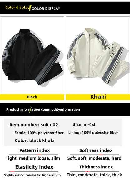 Cool Casual Sports Suit for Teenage Boys Large Size Trendy Workwear Pants Included One Complete Set Handsome Male Apparel.