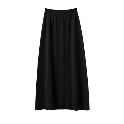 Pure cashmere half skirt, A-line loose, hip-hugging, high-end and exquisite long knitted hip-hugging skirt for autumn and winter.